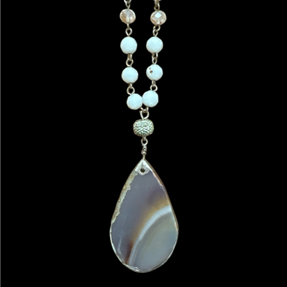 Elegant Silver and White Pendant Necklace